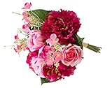 SKFLO Peony Silk Flowers Decorations Handmade Peony Table Centerpiece Wedding Decor Bridal Bouquet Faux Flower Home Decor Silk Pink Daisy Rose Purple Red Peonies Pack of 9 Stems