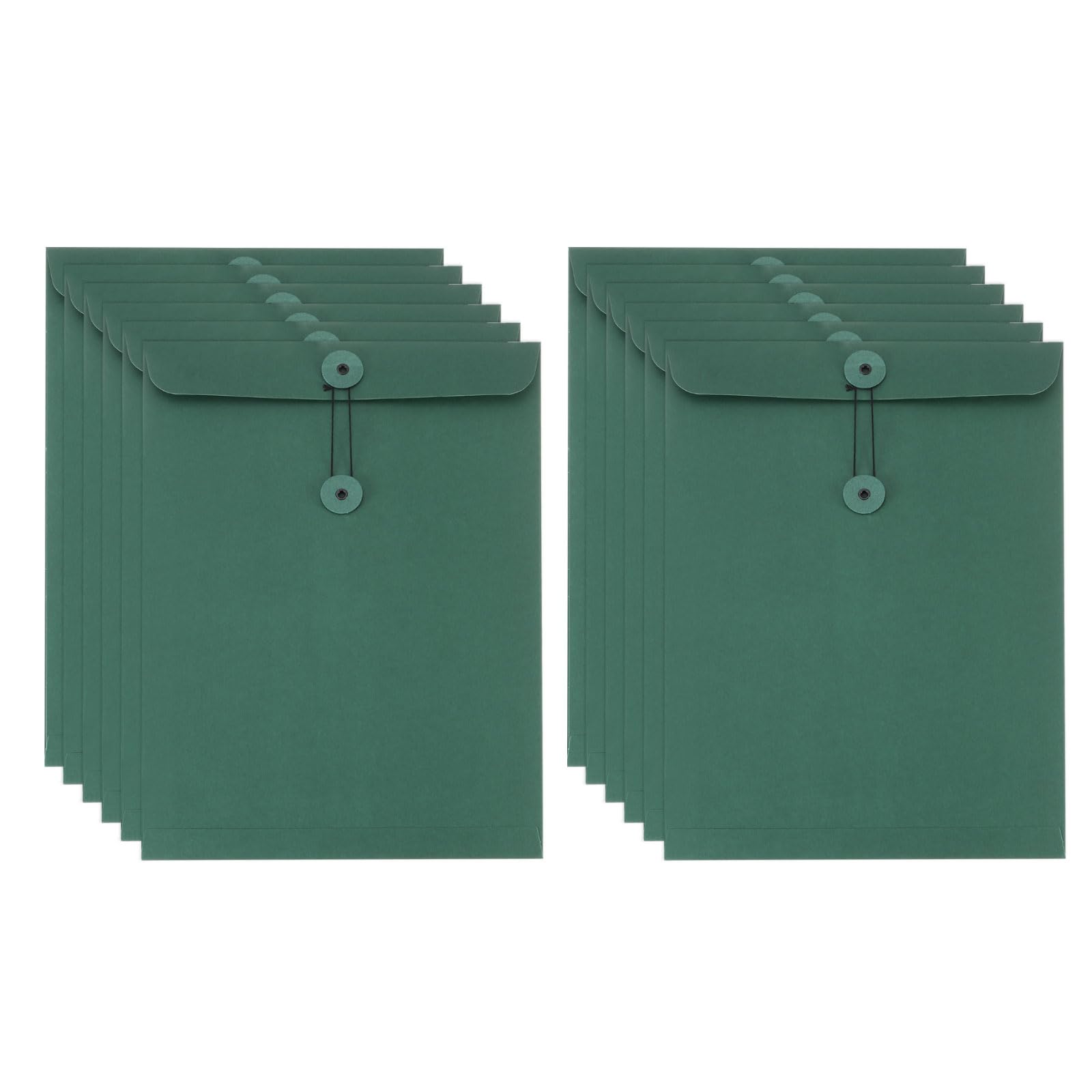 PATIKIL 12 Pcs Kraft Paper Envelope with String Tie Closure, A4 Vintage Envelopes File Folder Bag for Office Business Home Card Storage Document Organize, Green