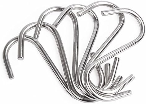 Clavi 10Pcs Utility Hooks Heavy Duty Stainless Garage Storage S Shape Kitchen Hooks Hanger for Hanging Pots and Pans Closet Hooks,10PCs/Pack (Medium)