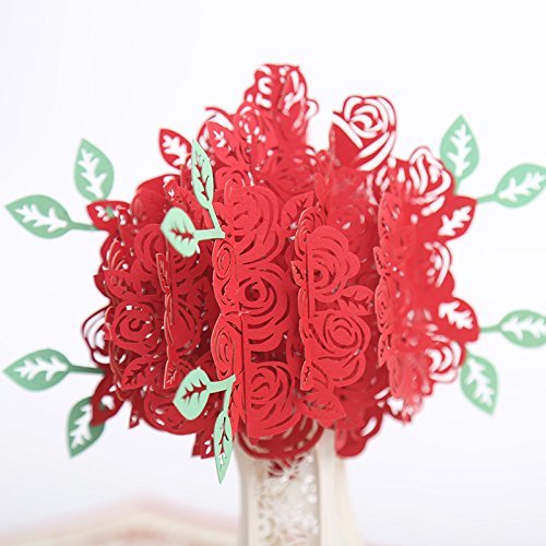 image for ifitto 3D Handmade Pop Up Greeting Card with Envelope for Birthday Val