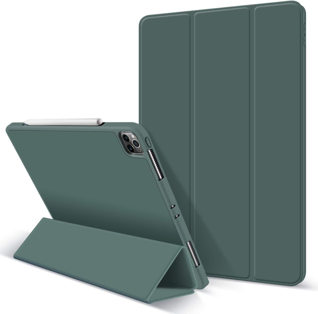 Aidashine Case for iPad Pro 11" 2020 with Pencil Holder, Soft Flexible TPU Back Cover, Auto Sleep/Wake, Multiple Viewing Stand Modes,Midnight Green