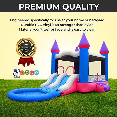 Inflatable Bounce House with Slide for Kids Backyard Pink Castle