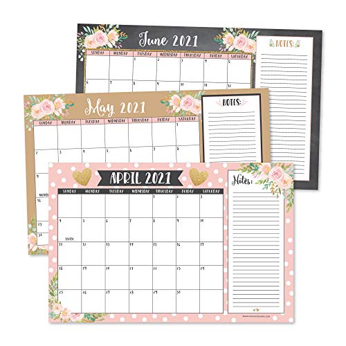Gold Pink Chalk Floral 2021 2022 Desk Calendar Large Monthly Wall Planner 18 Month Academic Desktop Calendar Or Fridge Planning Blotter Pad Notes Section Teachers Family Business Office 11x17 Pricepulse