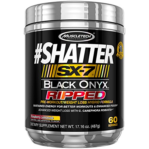 MuscleTech Shatter Sx-7 Black Onyx Ripped Pre Workout with 60 Servings, Raspberry Lemonade, 487 Gram