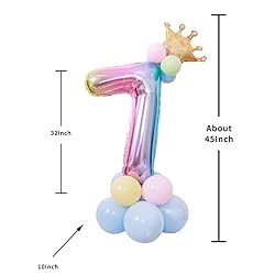 DUILE 32"Large Size Rainbow Number 1 Balloon Set