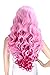 Kalyss Pink Curly Wigs for Women Middle Parted Heat Resistant Long Costume Wigs for Women