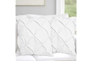 Saferay Green Pinch Pleated European Pillow Shams Set of 2 White Pinch Pillow Shams European Square 800 Tc Hotel Class Stich 100% Cotton Pinch Euro 26x26 Pillow Cover Decorative Pinch Pillow Shams