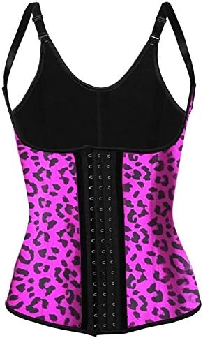Amoluv Womens Leopard Sport Waist Adjust Strap Vest Latex Rubber Corset 3X-Large Pink