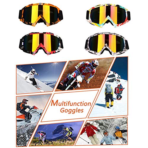 Yunhigh Motorcycle Goggles Over Glasses Ski Snowboard Snowmobile Riding Motocross Goggles Yellow Lense Windproof Anti-Fog Anti-Slip Winter Outdoor Protective Glasses for Men Women