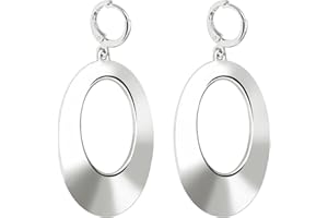 S SUSANN Dangle Hoop Earrings for Women,14k Gold/Silver Plated Geometric Hoops Earrings with High Polished Surface,Hypoallergenic Huggie Drop & Dangle earrings for Women