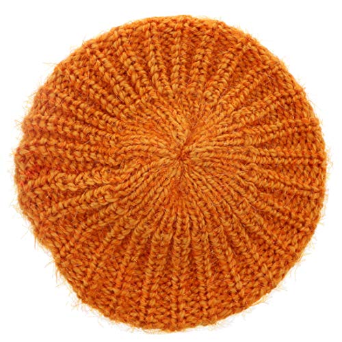 Landana Headscarves Shaggy Glitter Knit Beret Hat for Women - Orange