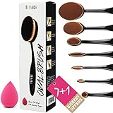 Professional Makeup Brush Set, VIVACE Multifunctional Oval Head Brushes Pack with Teardrop Sponge, Foundation Concealer, Blending & Contouring Tools (Pro Set - 8 Pieces)