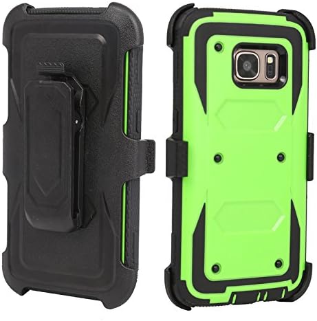 Galaxy S7 Edge Case, CASEPLAY [Swivel Belt Clip] [Kickstand Holster] Rugged Tough Shockproof Armor Dual Layer Hybrid Strong Case Cover for Samsung Galaxy S7 Edge (Green)