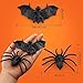 Coogam 48PCS Halloween Spiders Bats Party Favor Decorations Set of 24 Realistic Spiders and 24 Plastic Bats, Small Size Hallowmas Prank Props Supplies Kid Gift Joke Toy Home Decor