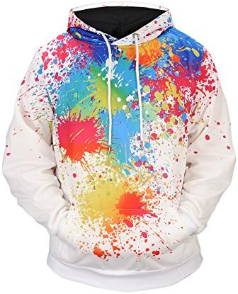 ONSEME Unisex-Adult Rainbow Paint Prints Hoodies Hipster Graffiti Style Sweatshirts Hoodie Hip Hop Hooded Pullovers