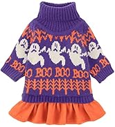 Fitwarm Spooky Halloween Dog Sweater Dress, Holiday Theme Costumes, Dog Clothes for Small Dogs Gi...