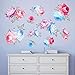 decalmile Rose Flower Wall Decals Bedroom Wall Art Stickers Living Room Sofa Backdrop TV Wall Decoration