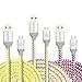 Eversame 3 Pack 6Ft 1.8M Premium Nylon Braided High Speed Sync Charger Cord with Aluminum Shell For Android, Samsung Galaxy S6 Edge Plus, HTC and More(White Yellow Hot Pink)