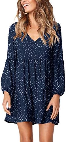 Amoretu Womens Tunic Dress Long Sleeve V Neck Casual Loose Flowy Swing  Shift Dresses, Polka Dot Navy, S price in Saudi Arabia | Amazon Saudi  Arabia | kanbkam