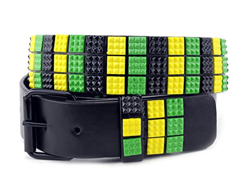 NYFASHION101 Snap On 80's Punk Style Micro Mini Stud Belt-BK/GRN/YLW-M