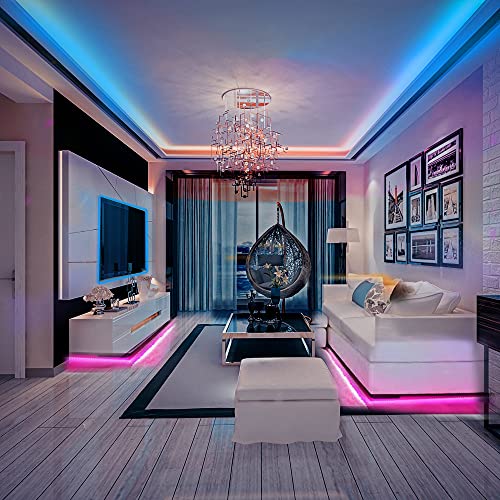 FARFU Led Strip Lights, 32.8ft 5050 RGB Led Lights Strip Kit (Ultra Bright, 54 Pieces LED Light Source per Meter) with 44 Keys IR Remote, Led Lights for Bedroom, Home Decoration