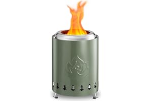 Havato Tabletop Fire Pit 5.5" with Stand, Smokeless Firepit Outdoor, 304 Stainless Steel Small Table Top Stove Fueled by Pellets Or Wood,Low Smoke Mini Round Fire Pit Bowl Iutdoor, Green