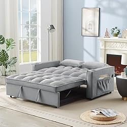 3-in-1 Large Futon Loveseat with Pull Out Sleeper