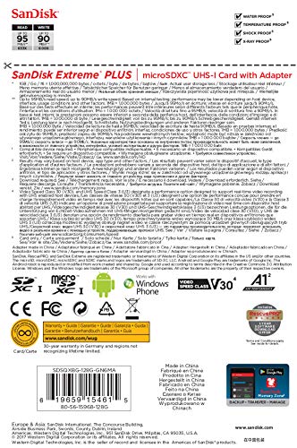 SanDisk Extreme PLUS 128 GB microSDXC Speicherkarte + SD-Adapter bis zu 95 MB/Sek, Class 10, U3, V30 – Bild 5