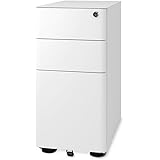 DEVAISE 3-Drawer Slim Mobile File Cabinet with Lock,Legal/Letter Size (White)