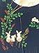 LIGICKY Japanese Doorway Curtain Noren Cute Rabbit Under Moon Decoration Blue 33x59inch