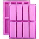 DIFENLUN Silicone Granola Bar Mold, 2 Pack 8-Cavity Rectangular Nutrition/Cereal/Energy Bar Maker Molds for Chocolate Truffle