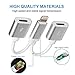 iPhone 7 Adapter & Splitter, Dual Lightning Headphone, Lightning Adapter Headphone Jack Audio & Charge Cable for Chagring & Listening (Support iOS 10.3)(Silver)