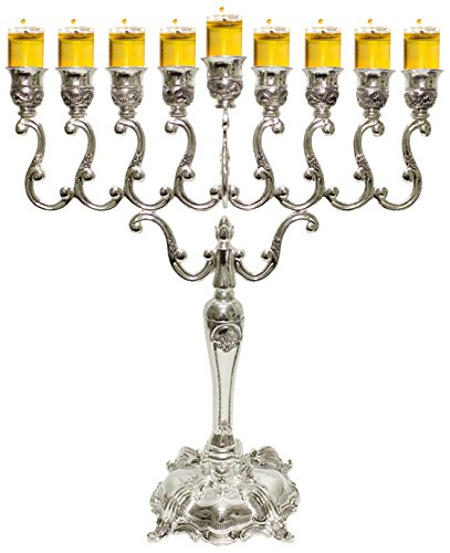 Majestic Giftware MN-HA210 Hanukkah Menorah, 20-Inch, Silver Plated