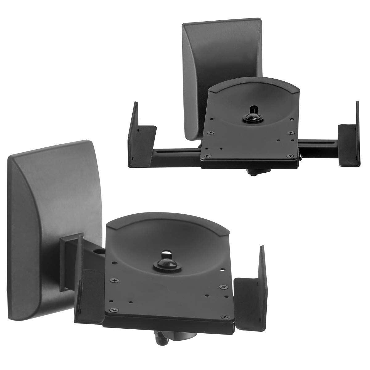 suptek Dual Side Clamping Bookshelf Speaker Wall Mounting Bracket Adjustable for Large Surrounding Sound Speakers, Hold up to 30kgs Each Black SPM201XL (2 Packs)