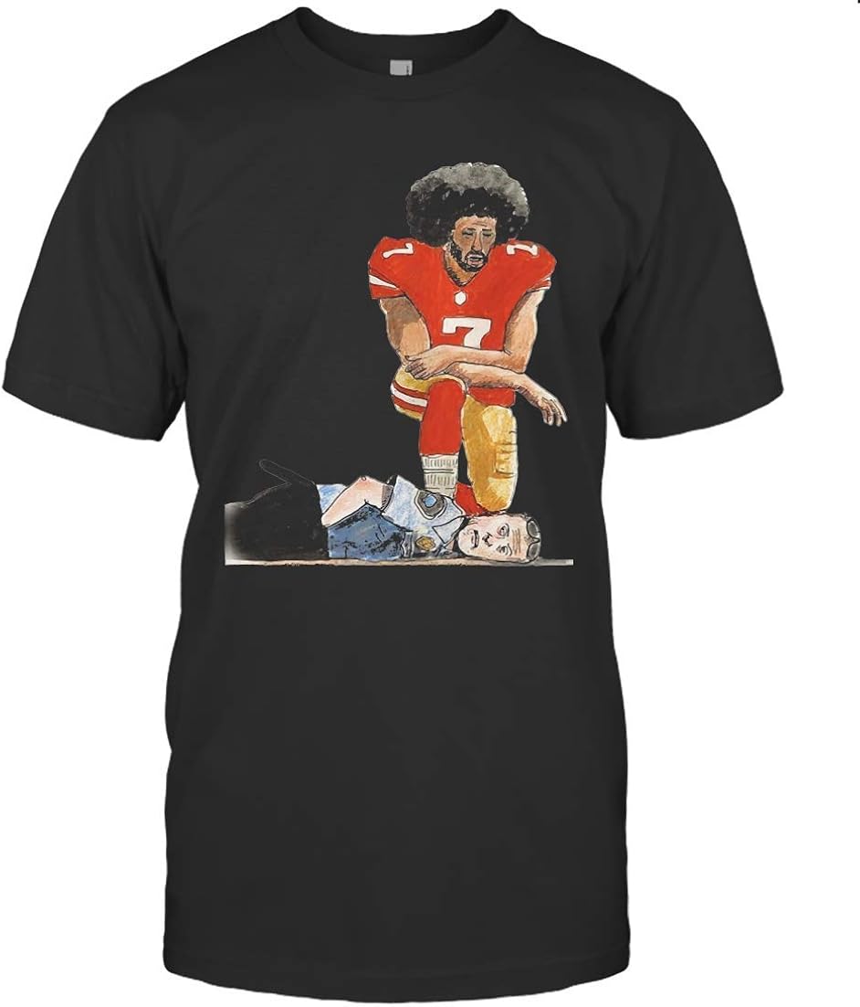 Amazon.com: Colin Kaepernick Kneeling On The White Police Shirt T-Shirt (Black;4XL): Clothing
