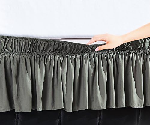 Orient Home Collection De Moocci Luxury Wrap Around Style, Elastic Bed Wrap Ruffled Bed Skirt 16inch Drop, Platform Free, 2 Sizes, 100% Polyester (Grey Twin/Full)