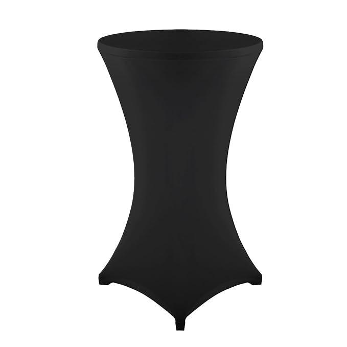 Vlovelife 24'' Black Lycra Stretch Cocktail Highboy Table Cover Poseur Dry Bar