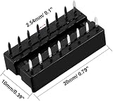 sourcing map 20pcs DIP IC Socket Adaptor Solder Type 16 Pin 2.54mm Pitch Dual view 2