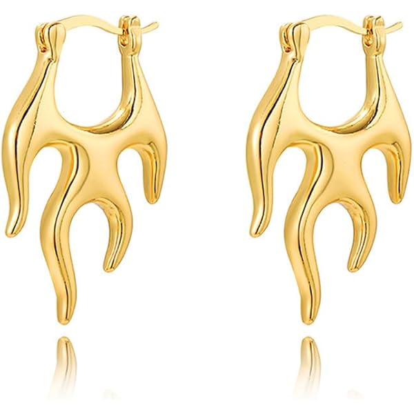 Stainless Steel Fire Flame Earrings - Gold & Silver Dangle Earrings For Women, Personality Jewelry