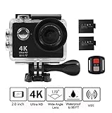 4K WIFI Action Camera, KKCITE Ultra HD Waterproof Sports Cam DVR Camcorder 17MP Wide Angle Sports Video Camera With 2.4G Remote Control/ 100 Feet Underwater and Tons of Accessorie