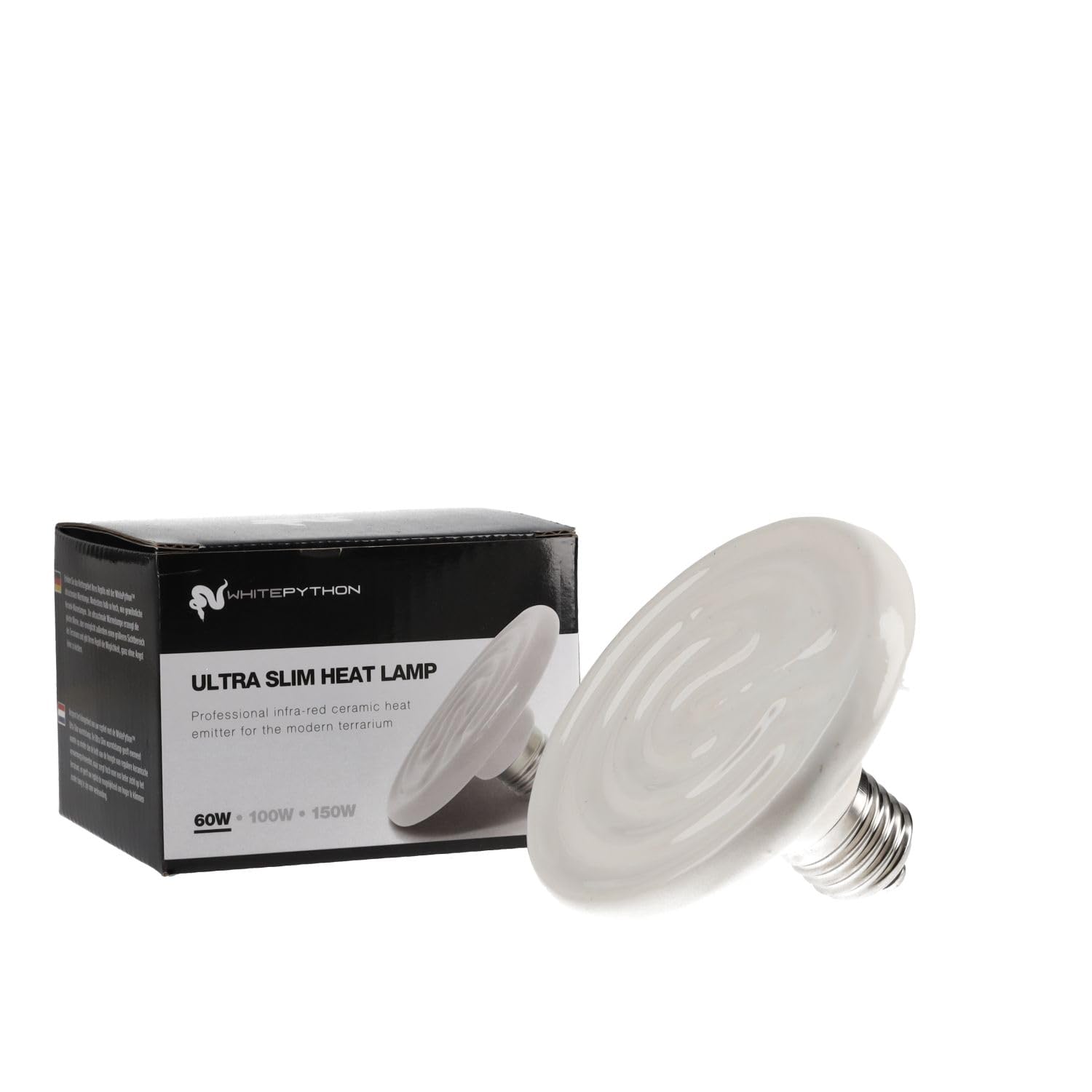 WhitePython Ulta Slim Ceramic Heat Emitter 60 Watts | Heating for Reptiles and Amphibians | Heat Lamp