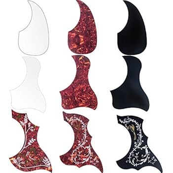 Canomo Pack of 9 Self Adhesive Acoustic Guitar Pickguard Pick Guards Scratch Plate, Multi-Color and Shape