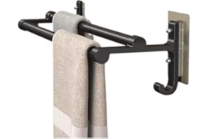 GDGKMFMKAZ Double Rod Bathroom Towel Holder Self-Adhesive Aluminum Wall Mounted Towel Rack Without Drilling Screws Bathroom T