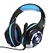BEEXCELLENT 3.5mm Gaming Headset with Microphone, LED Light and Audio Spliter Cable (Black-Blue)