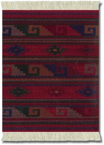Lextra Deep Red Zapotec-Inspired, 10.25 x 7.125 Inches, MouseRug, Red and Navy, One (ZDR-1)