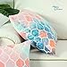 CaliTime Throw Pillow Covers Pack of 2 Cozy Colorful Geometric Trellis Chain Accents Manual Hand Painted Decorative Cushion Cases for Couch Bed Sofa Farmhouse 20 X 20 Inches Main Peach Teal Orange