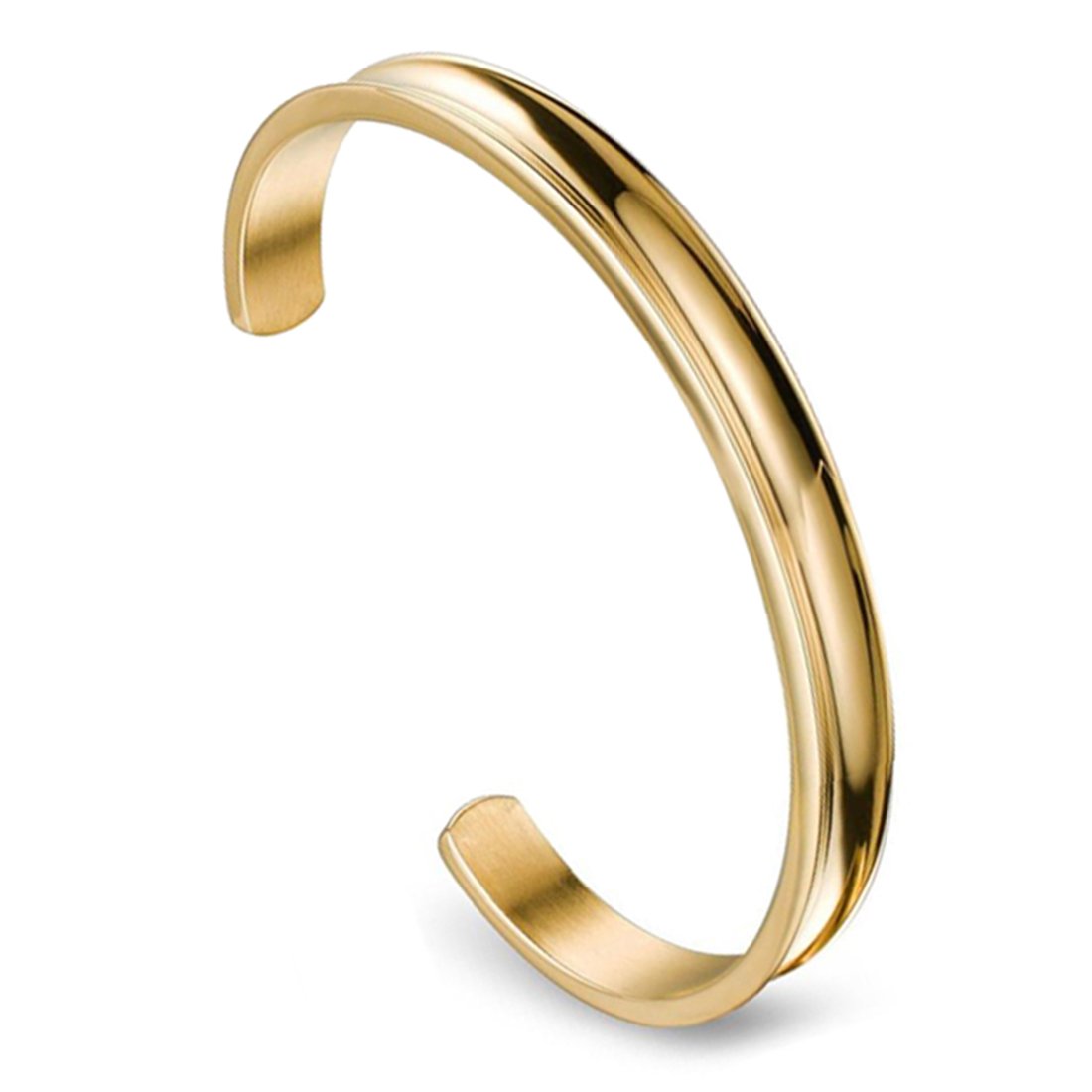 Zuo Bao Hair Tie Bracelet Stainless Steel Grooved Cuff Bangle for Women Girls (Gold)