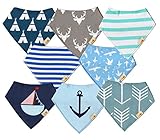 Gift it Baby Bandana Drool Bibs, Unisex 8-Pack Gift Set for Drooling and Teething, 100% Organic Cotton, Soft and Absorbent. With snaps - for Boys and Girls. Nautical baby shower gift set.