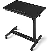 Eocnrhe Adjustable Overbed Bedside Table, Hospital Bed Table with Wheels, Portable Rolling Desk, Mobile Small Standing Desk, Rolling Laptop Stand, Computer Cart