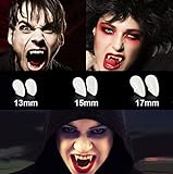 EverPlus 3 Different Sizes Vampire Fangs Tooth with Adhesive for Halloween Party Cosplay Favors Props Decoration White